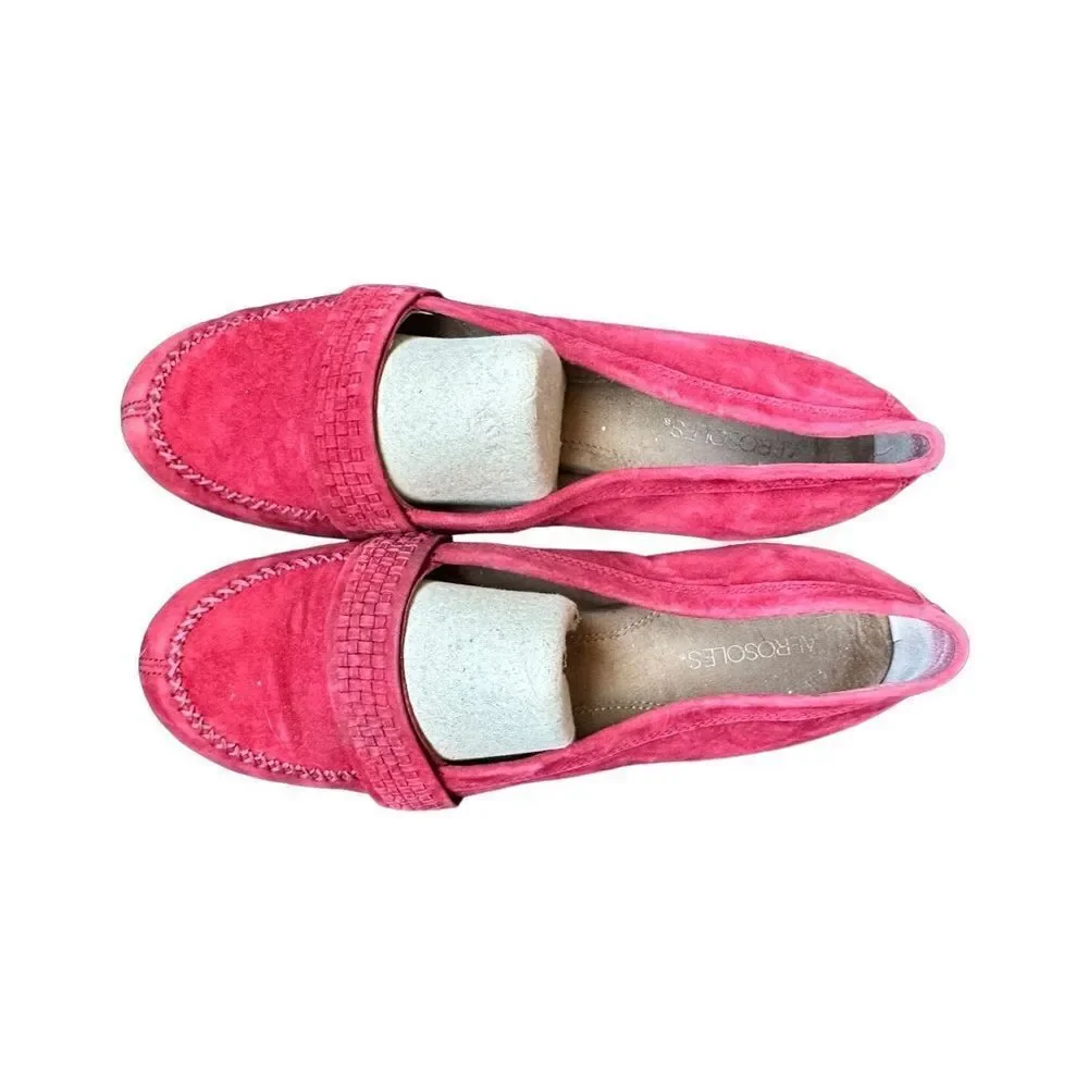 Aerosoles Red Suede Slip On Loafers